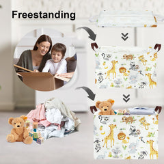Clastyle rectangular baby storage basket featuring elephant image for laundry or towels.