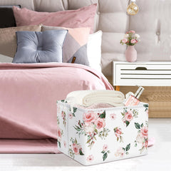Clastyle Rectangle Rose Floral Baby Gift Basket closeup of flowers for elegant storage
