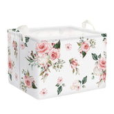Clastyle Rectangle Rose Floral Baby Gift Basket front view for nursery organization