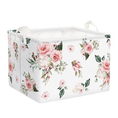 Clastyle Rectangle Rose Floral Baby Gift Basket front view for nursery organization