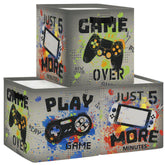 Clastyle storage cube with gamepad graphics and a handle for easy toy cleanup