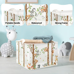 Clastyle woodland animals toy storage basket keeps clutter tidy in classrooms.