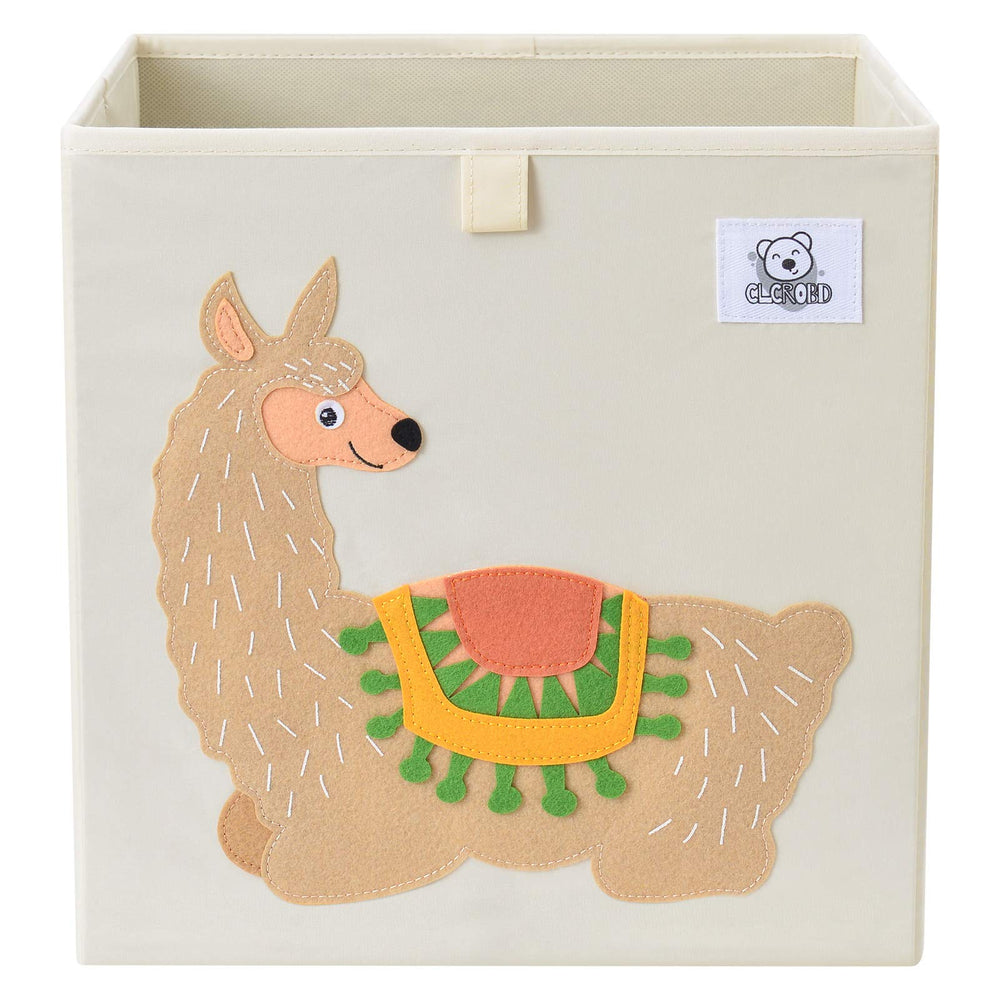 CLCROBD Alpaca foldable bin front view showing sturdy handles for easy toy access