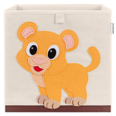 CLCROBD Baby Lion foldable bin front view with sturdy construction for toy storage