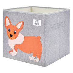 CLCROBD dog cube bin front view for kid-friendly toy storage and organization.