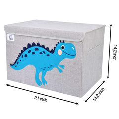 CLCROBD dinosaur toy chest with flip-top lid provides quick access to contents.