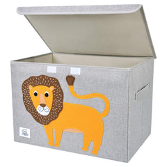 CLCROBD foldable large kids toy chest with lion applique keeps toys organized and tidy.