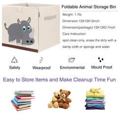 CLCROBD Rhino cube bin open top reveals spacious interior ideal for books and plush toys.
