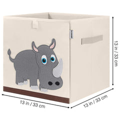 CLCROBD Rhino cube bin side view with reinforced sides optimizes toy organization.