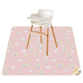 CLCROBD Splat Mat under high chair keeps floors clean during messy meals.
