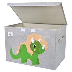 CLCROBD toy chest triceratops lid open for quick cleanup and access
