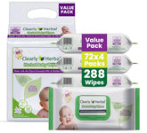 Clearly Herbal baby wipes with flip-top dispenser for quick, mess-free access.