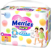 CleveAid Merries Kao diaper XL packaging with three bags for easy storage.