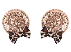 CLGIFT Minnie Ears headband in rose gold leopard print, comfy for babies and toddlers during photos and parties