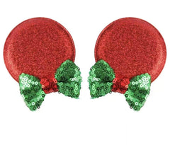 CLGIFT Minnie ears headband with red sequin for festive photos and party wear