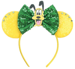 CLGIFT Princess Minnie Ears with purple sparkle Pluto, Sequin ears for playful cosplay and photos.