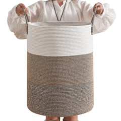 CLHMILY&Z 80L laundry basket front view shows ample capacity for blankets and towels.