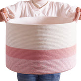 CLHMILY&Z large pink basket front view ideal for toy storage and decluttering