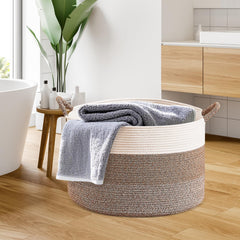 CLHMILY&Z Rope Basket handle closeup shows reinforced handles for easy transport