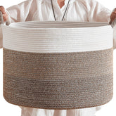 CLHMILY&Z Round Cotton Rope Storage Basket large 22x14 inch organizer for nursery toys.