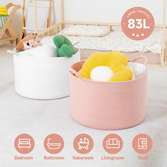 CLHMILY&Z pink XL basket filled with toys highlights versatile playroom storage
