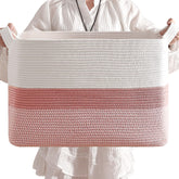CLHMILY&Z square basket pink-white front view for stylish toy storage