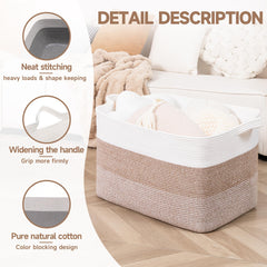 CLHMILY&Z handwoven cotton rope basket durable, breathable, modern decor.