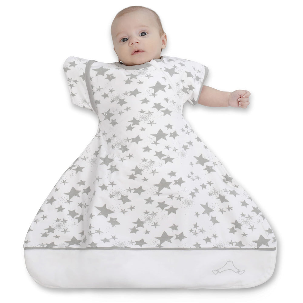 Clickyhips Swaddle Sack arms-up shows self-soothing pose for calmer sleep