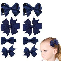 Clipband baby bows navy 2-inch pair set for stylish infant hairstyles and easy styling