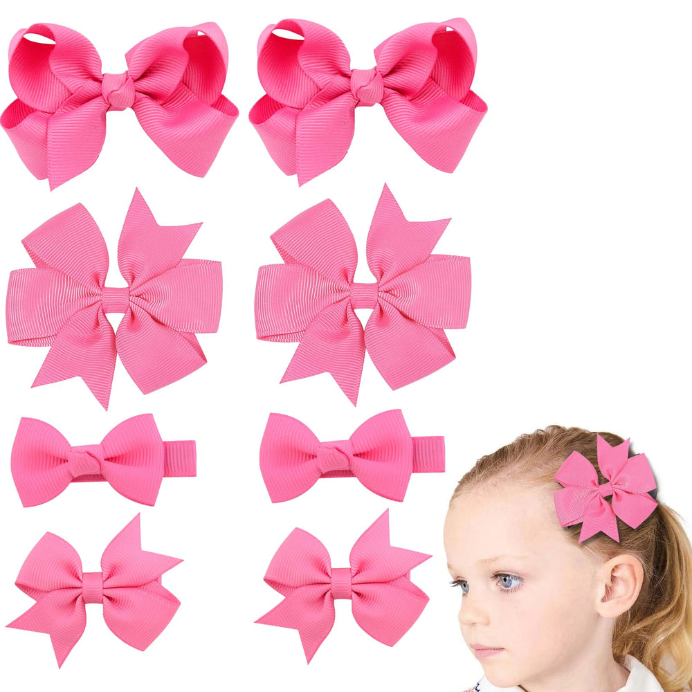 Clipband baby girls hair bows 2inch pink, perfect for everyday wear and cheerful back-to-school photos.