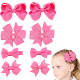 Clipband baby girls hair bows 2inch pink, perfect for everyday wear and cheerful back-to-school photos.