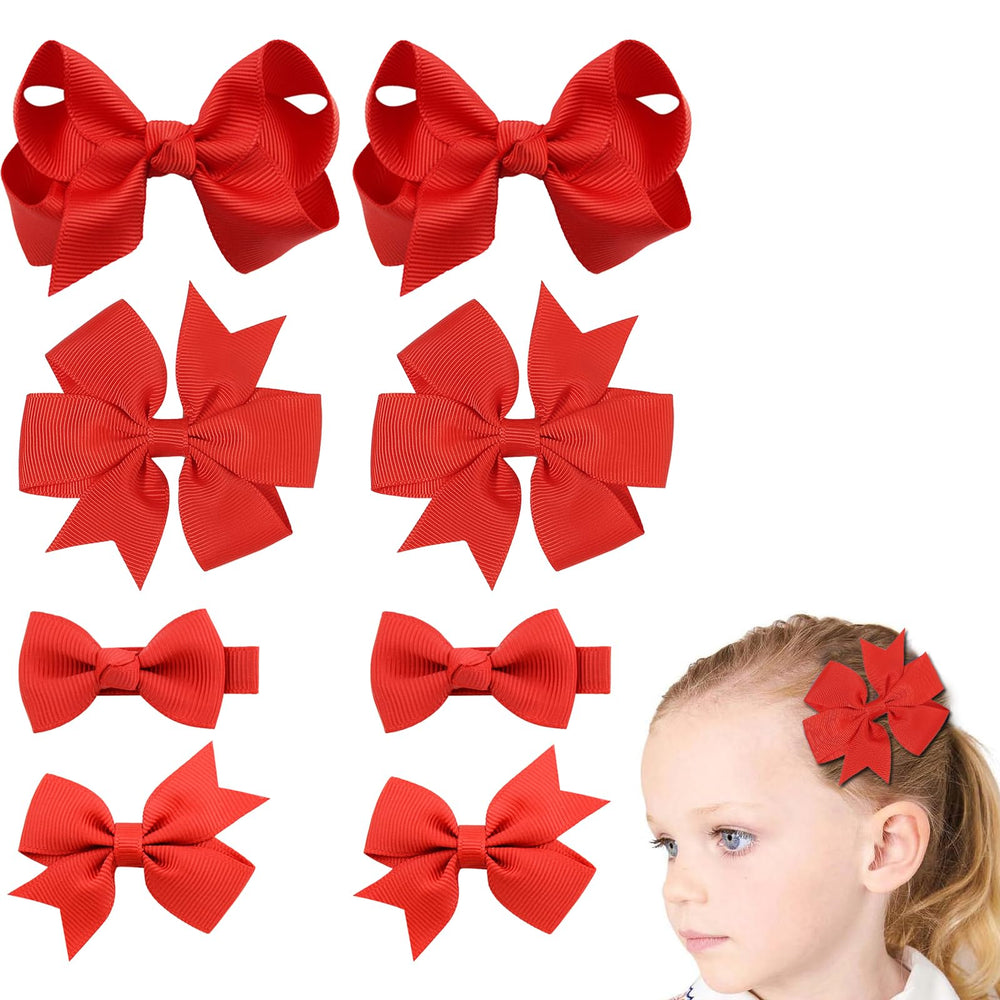 Clipband baby hair bows 2inch red on toddler hair for cute everyday outfits