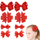 Clipband baby hair bows 2inch red on toddler hair for cute everyday outfits