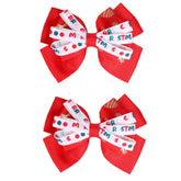Clipband Christmas bow red elk pattern adds festive style for holiday photos and outfits.