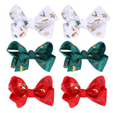 Clipband Christmas bow in red-green-white close-up showing festive detail for outfits
