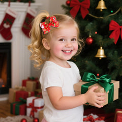 Clipband Christmas bows color theme complements outfits and seasonal photoshoots.