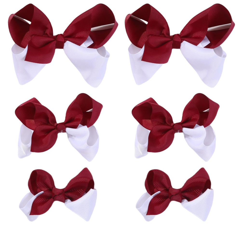 Clipband maroon-white bows packaging for coordinating outfits
