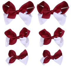 Clipband maroon-white bows packaging for coordinating outfits