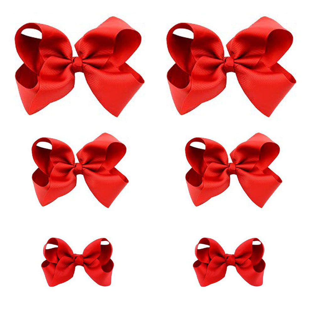 Clipband Red Bows 6pcs packaging showcasing vibrant set for matching outfits.