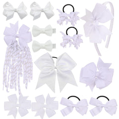 Clipband school hair accessories set 14 pcs white main image showcases versatile everyday styling.