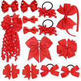 Clipband school hair bows red for versatile daily wear and school uniforms.