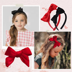 Clipband Velvet Bow Clip Left secures hair with gentle grip for school days