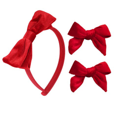 Clipband Velvet Bow Headband shows soft velvet and comfortable fit for kids
