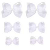 Clipband white bows pack of 6 with alligator clips for versatile outfits