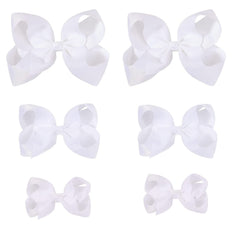 Clipband white bows pack of 6 with alligator clips for versatile outfits