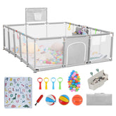 Clocly baby playpen assembly view shows sturdy frame for quick setup and safe play.