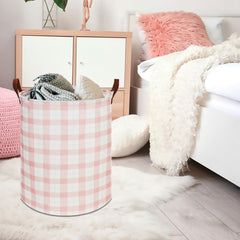 CLOCOR Kids Laundry Basket pink grid open top for easy access to toys and clothes