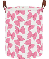 CLOCOR large laundry basket top view with pink bowknot for nursery organization and easy transport