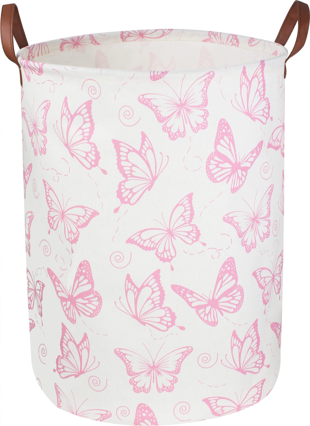 CLOCOR pink laundry basket with butterfly design for stylish nursery storage and easy sorting.