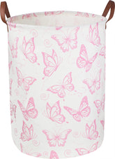 CLOCOR pink laundry basket with butterfly design for stylish nursery storage and easy sorting.